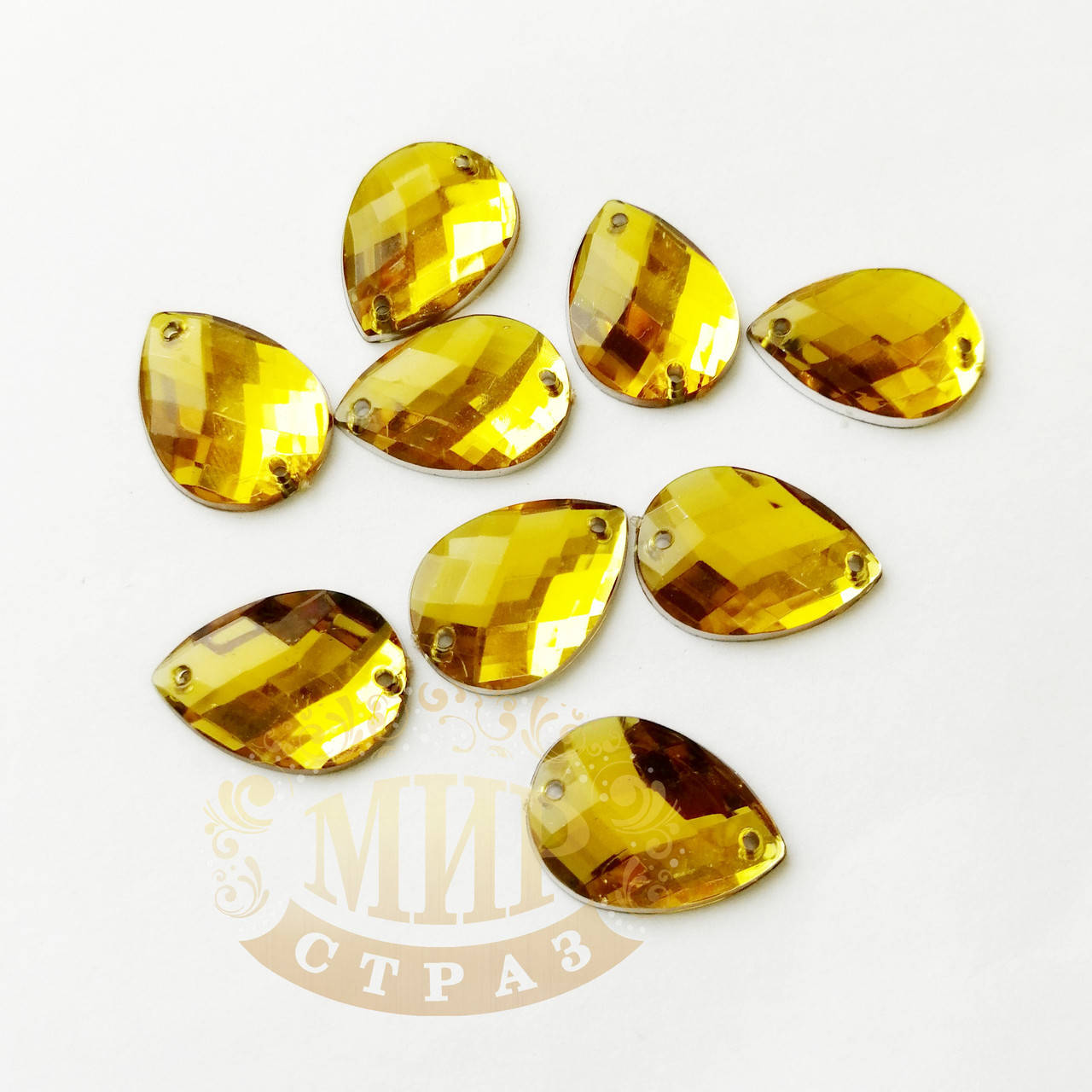 

Пришивные акриловые камни, форма Капля, цвет Topaz, 8х13мм, 1шт