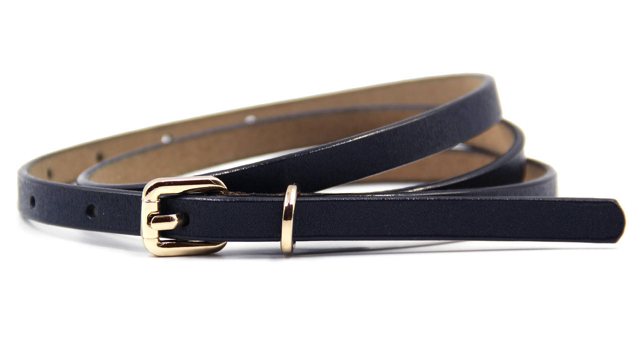 

Ремень женский узкий кожаный все цвета Темно-синий