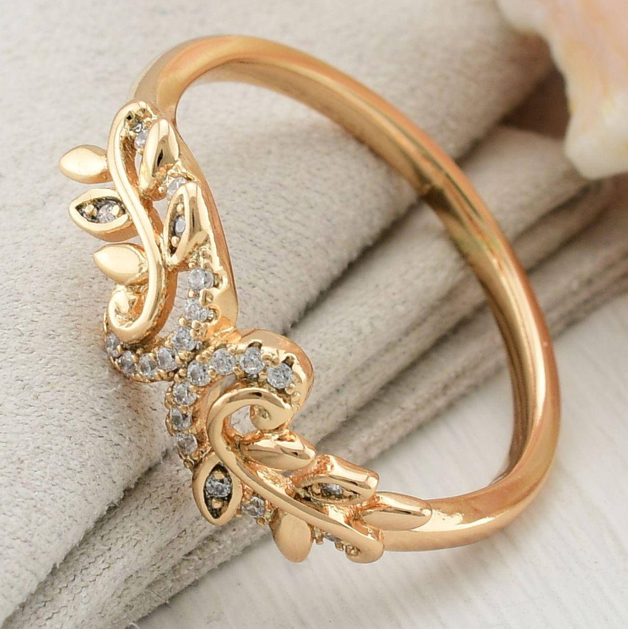 

Кольцо Xuping 31175 белые фианиты позолота 18К размер 17