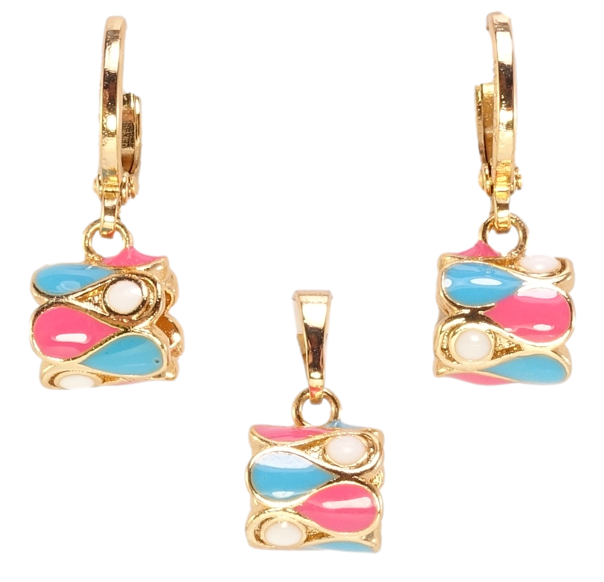 

Набор Xuping Позолота 18K Серьги Кулон "Подвески цилиндры с цветной эмалью"