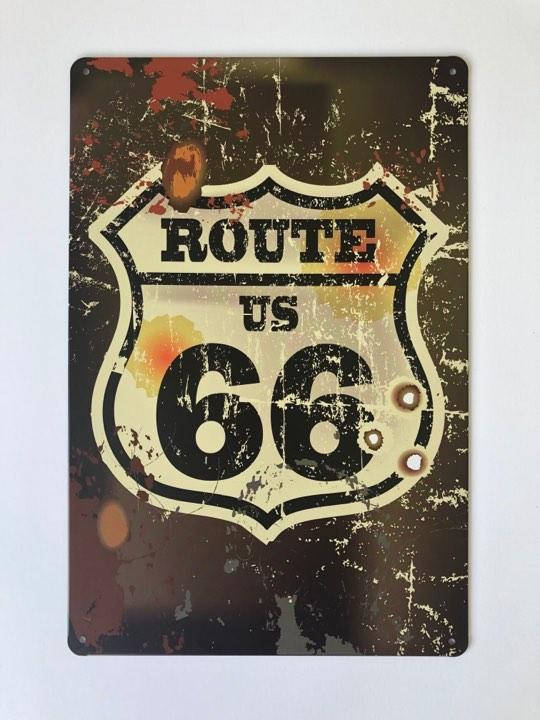 

Металлическая ретро-табличка "Route us 66" 20х30см