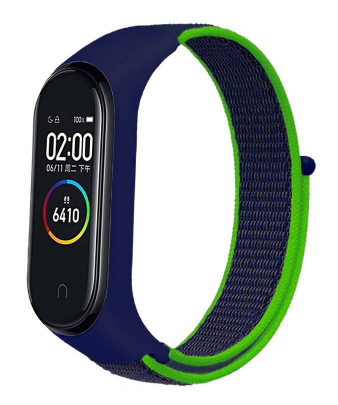 

Mi band 5 ремешок ми бенд 6 нейлоновый сине-зеленый
