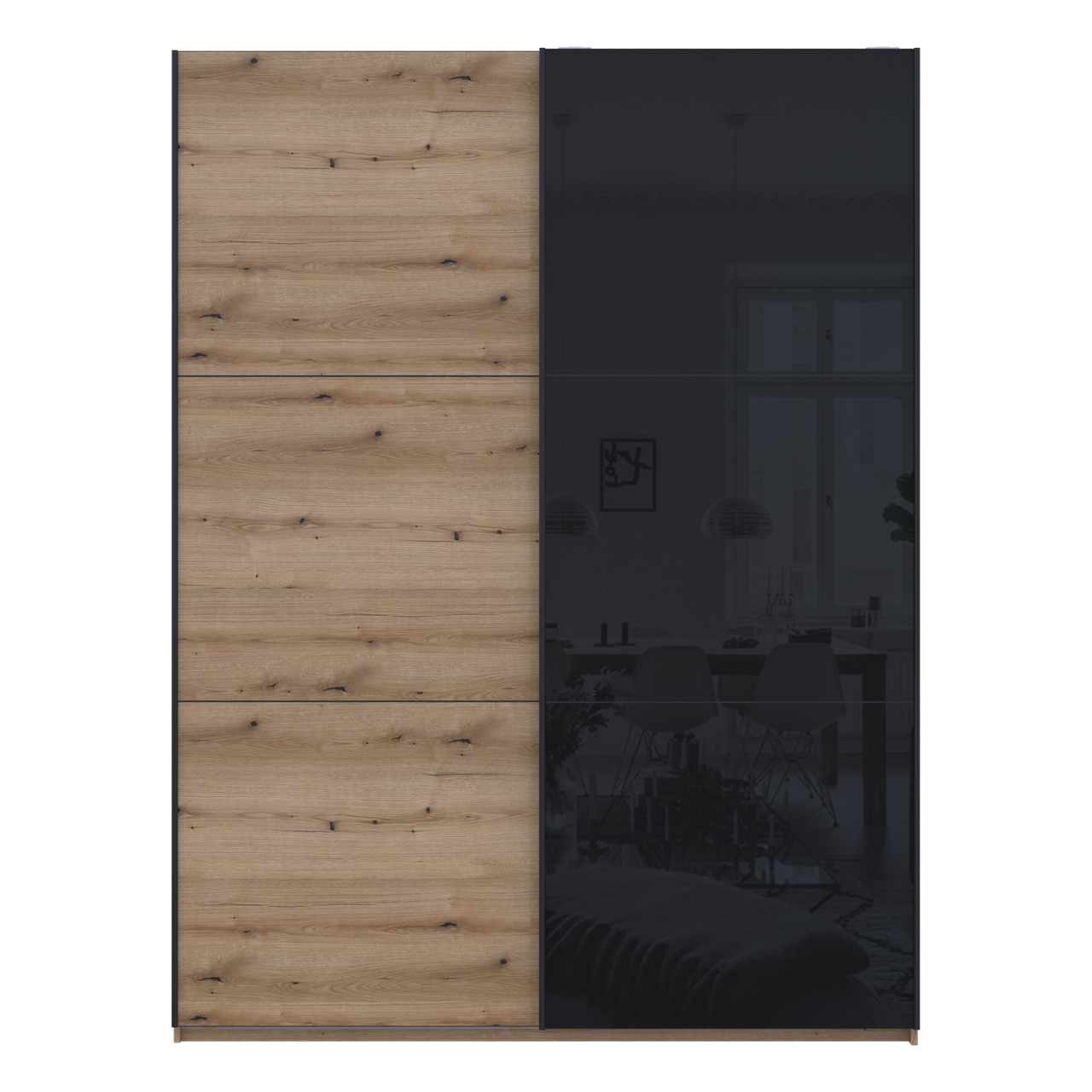 Шафа купе Doros G-Caiser Дуб Евок / Чорний 1 ДСП / 1 скло / 3 частини 180х60х240 (80737750) 5