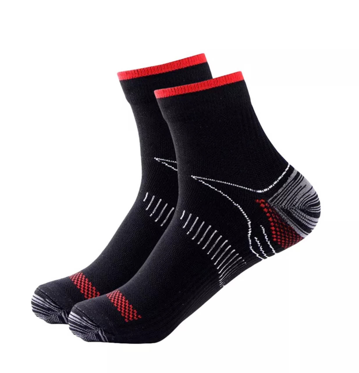 

Компрессионные носки для спорта и бега (1 пара) для мужчин и женщин черно-красные