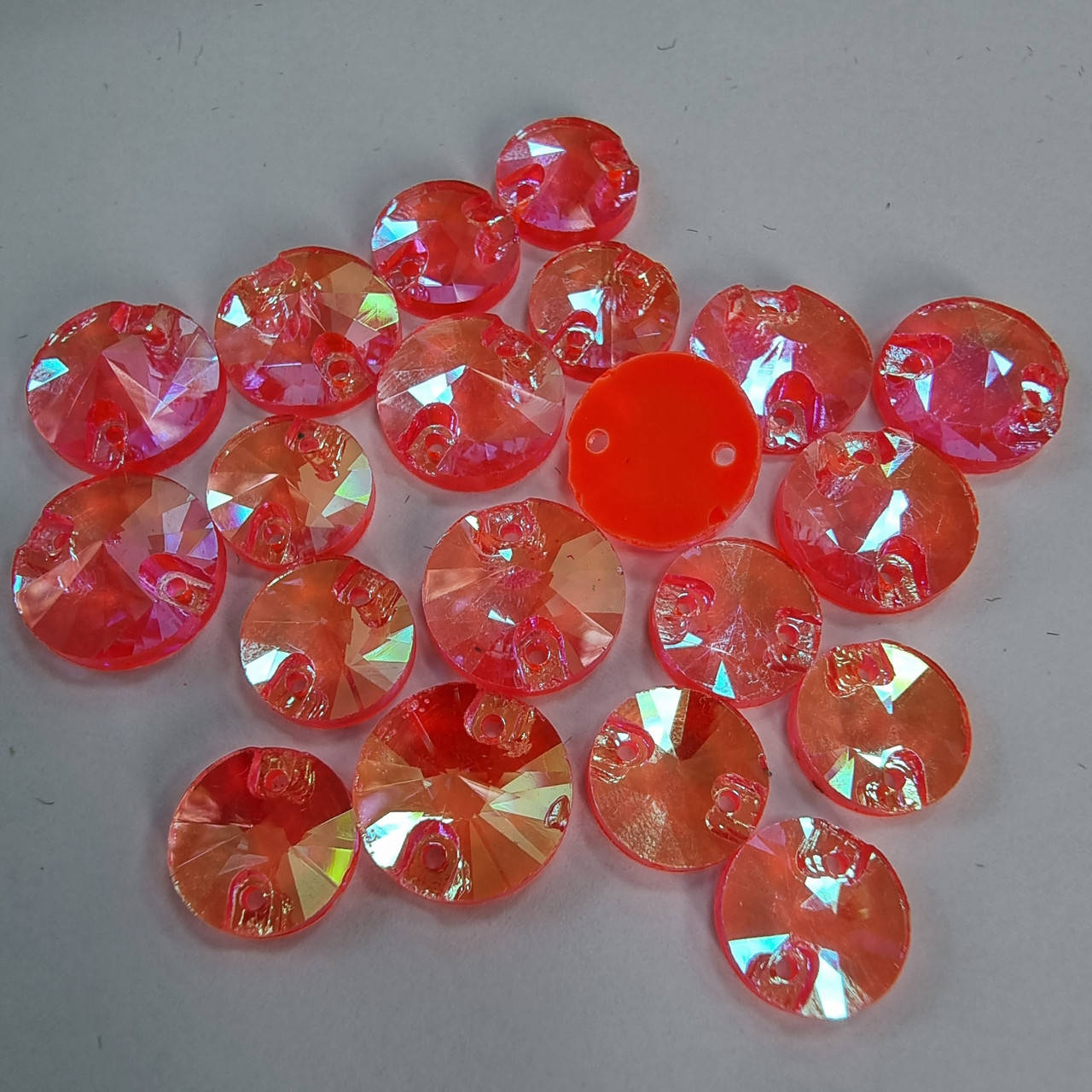

Стрази пришивні Круги 10мм Orange AB Neon економ, Розовый