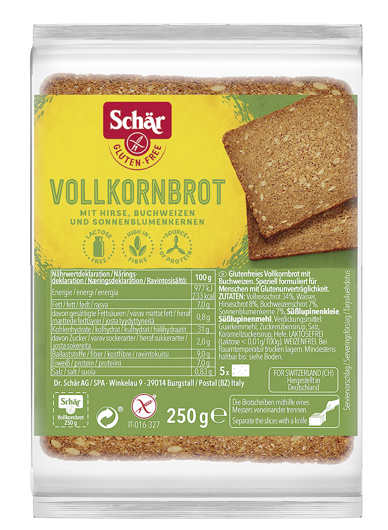 

Зерновой хлеб без глютена "Vollkornbrot" Dr. Schar 250 г