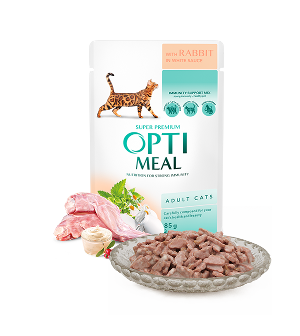 

Optimeal паучи с кроликом в белом соусе для кошек 85г*12шт+12шт