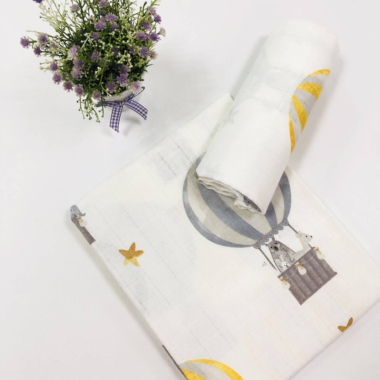 

Пеленка детская муслин двухслойный воздушные шары желтые 80*100 см МП-197, Разные цвета