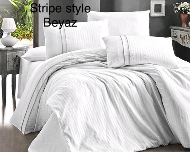 

Полуторное постельное белье из сатина deluxe "Stripe Style Beyaz" Issi Home Турция белый