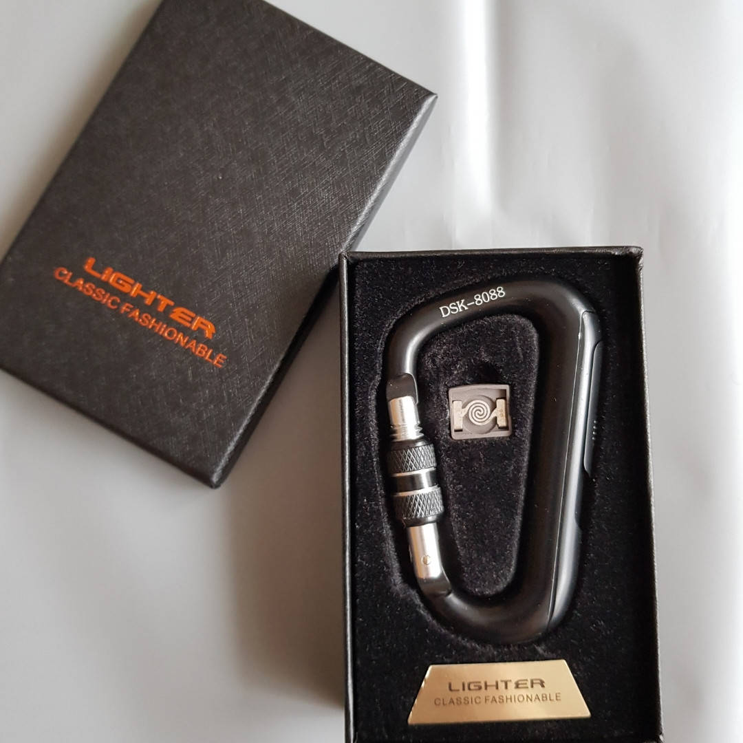 

Зажигалка USB спіральна КАРАБІН, брелок-зажигалка