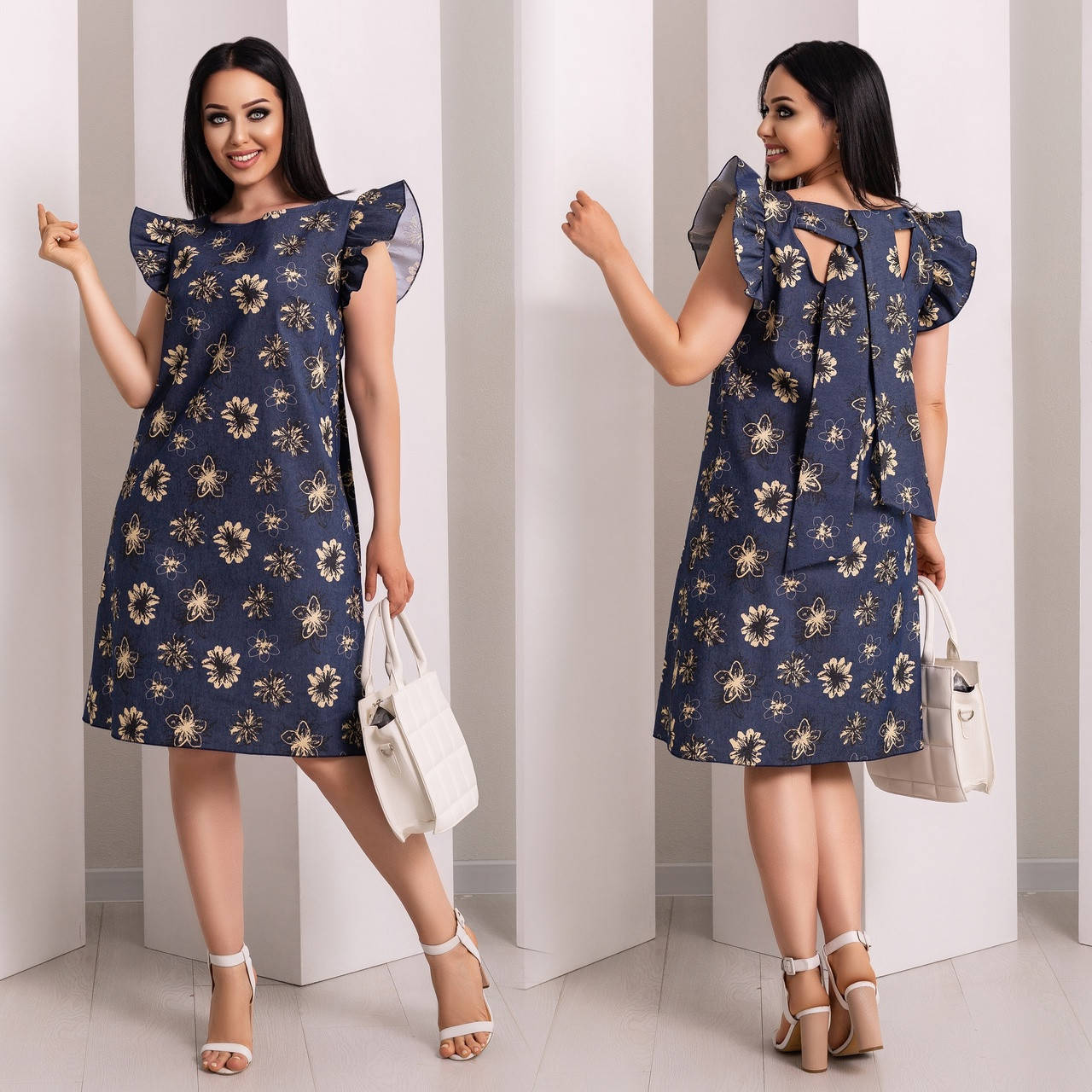 

Женское платье джинс летний в принт 46-48;50-52;54-56;58-60 "LADA" недорого от прямого поставщика