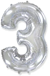 

Фольгированная цифра Flexmetal 40" (100 см) 3 серебро, Серебристый