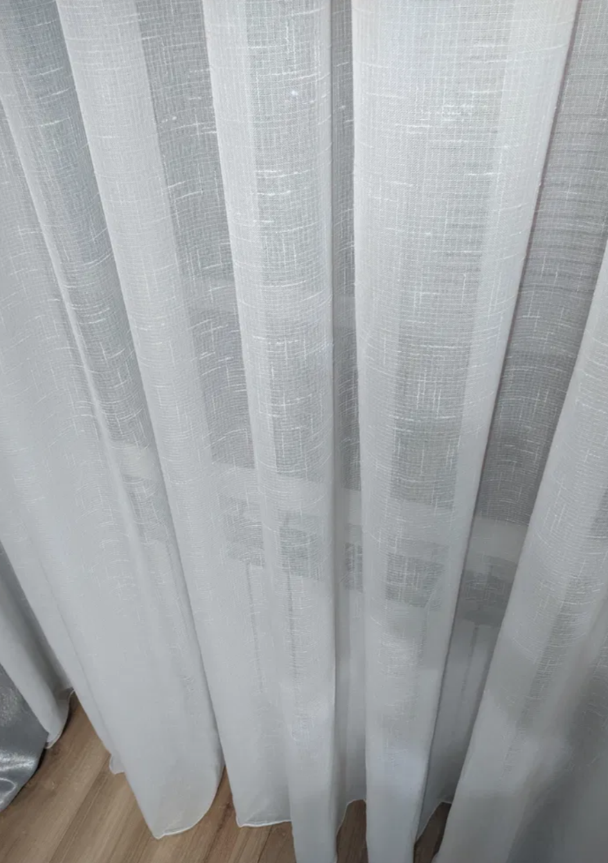 

Тюль лен однотонный с утяжелителем №6-белый