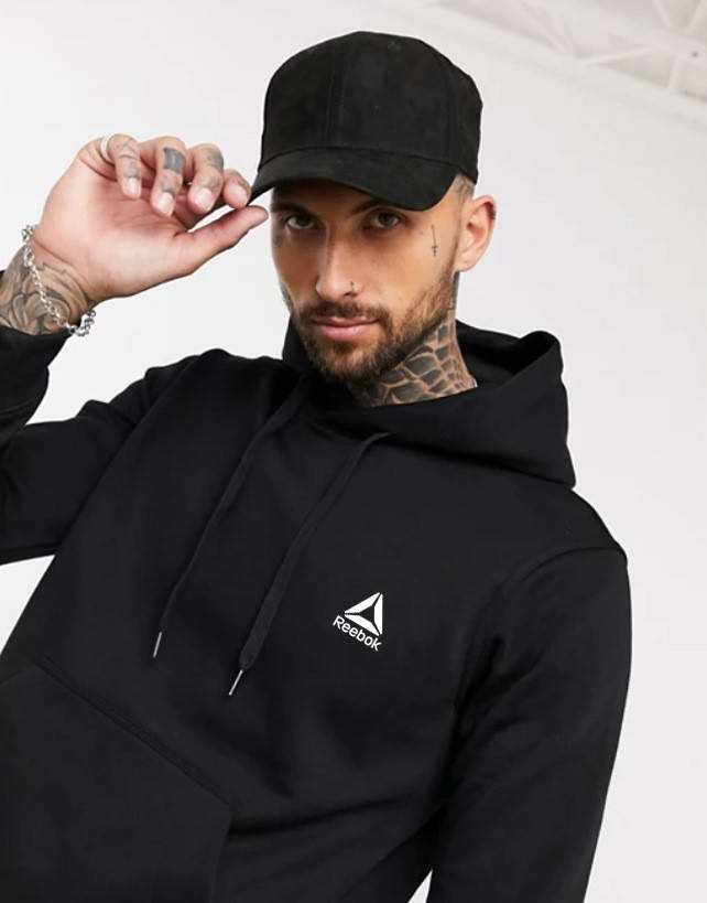 

Мужская спортивная кофта кенгуру, толстовка Reebok (Рибок) черная 2XL, Черный