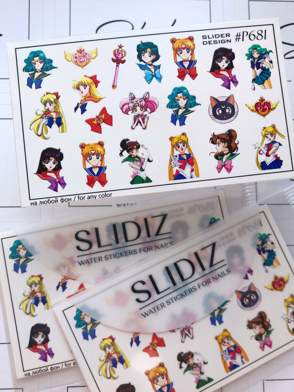 

Слайдер-дизайн SLIDIZ водная наклейка для ногтей на любой фон, Сейлор Мун, Sailor Moon