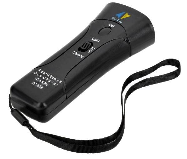 

Ультразвуковой отпугиватель собак фонарик ZF-853 с батарейкой 9В (код: ZF-853), Черный