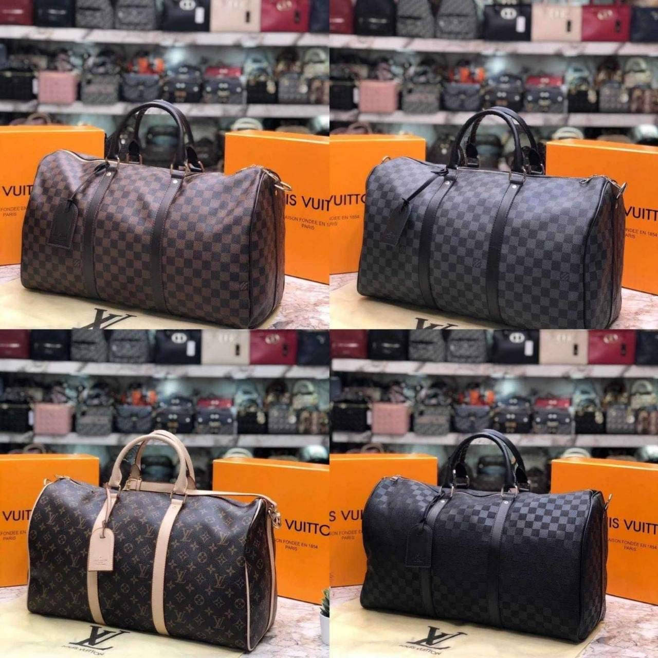 

Модная текстильная дорожная сумка Louis Vuitton Луи Витон, Коричневый