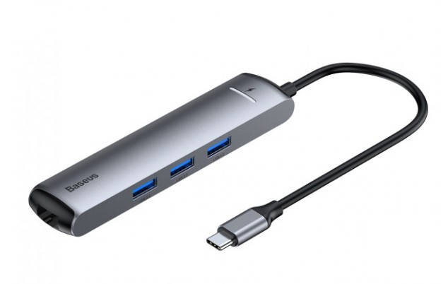 

USB-хаб Baseus Mechanical Eye 6 в 1 Type-C to USB3.0*3 + HDMI + RJ45 + Type-C PD Ethernet Grey (CAHUB-J0G)