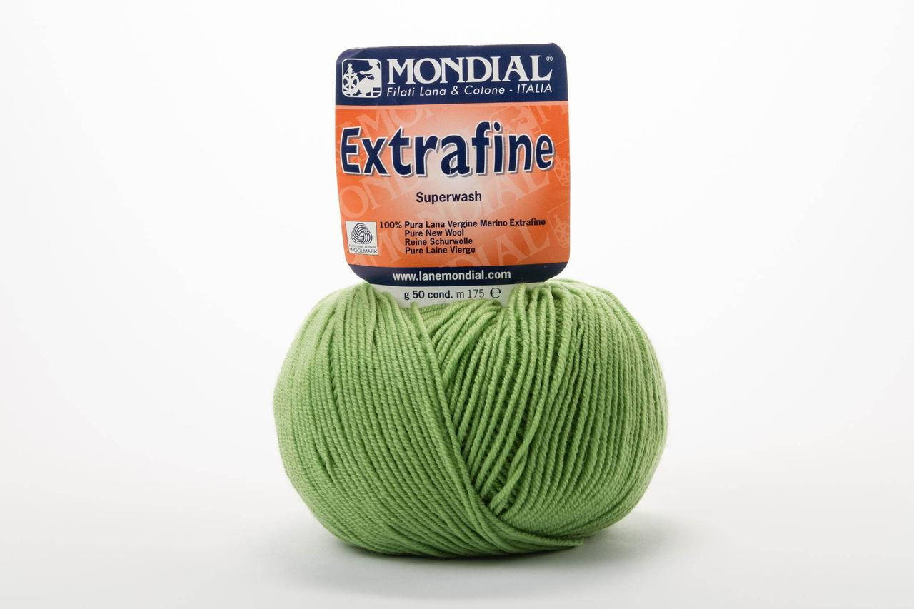 

Пряжа Mondial Extrafine Superwash 0158 зелёный