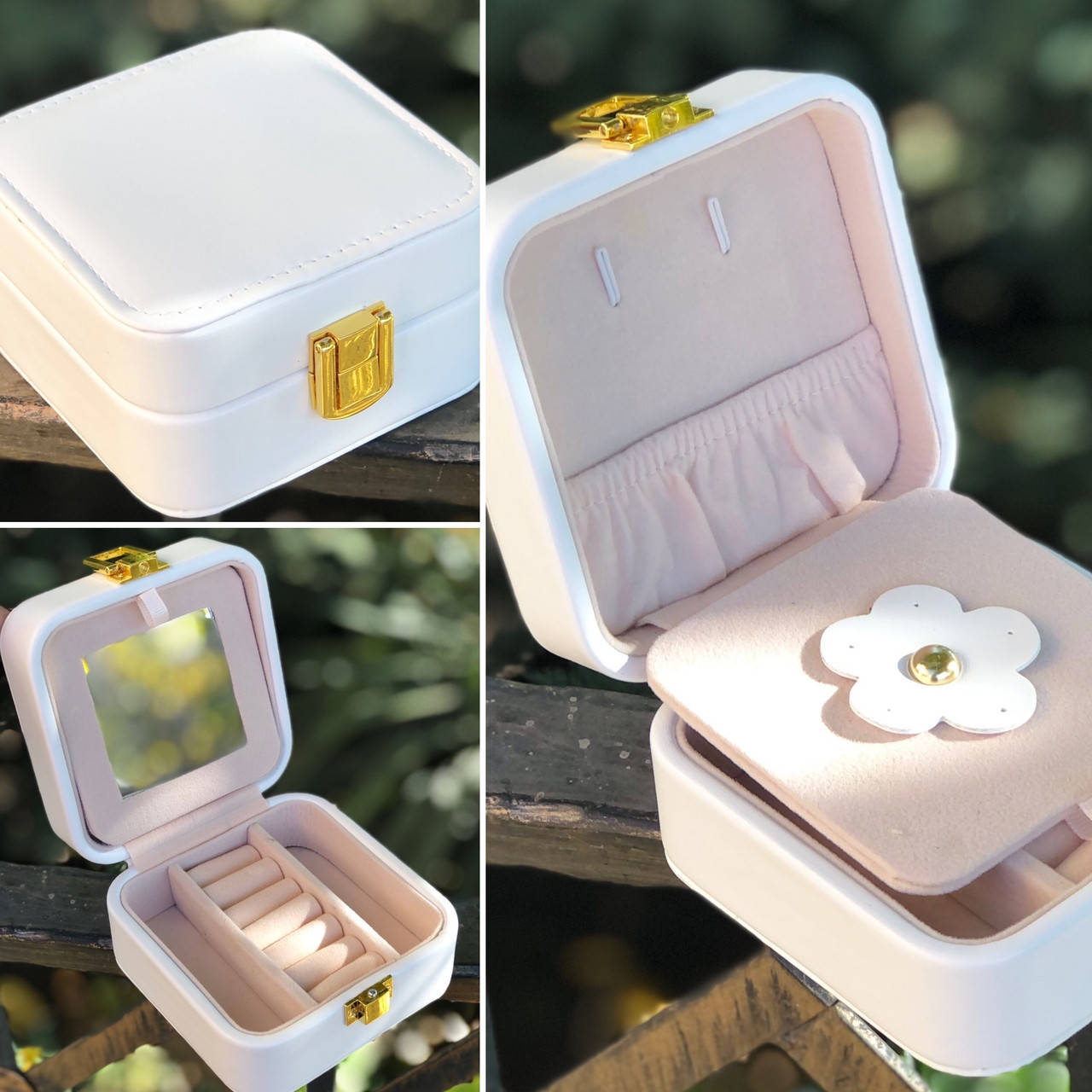 

Шкатулка для украшений (10*10*5,5см) Цветок белая, Белый