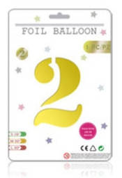 

Шар фольгированный золотой, цифра "2" в упаковке, Золото