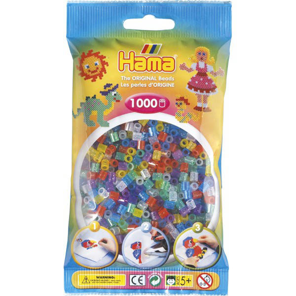

Термомозаика Hama Набор бусин 6 полупрозрачных цветов с блестками 1000 шт midi (207-54)