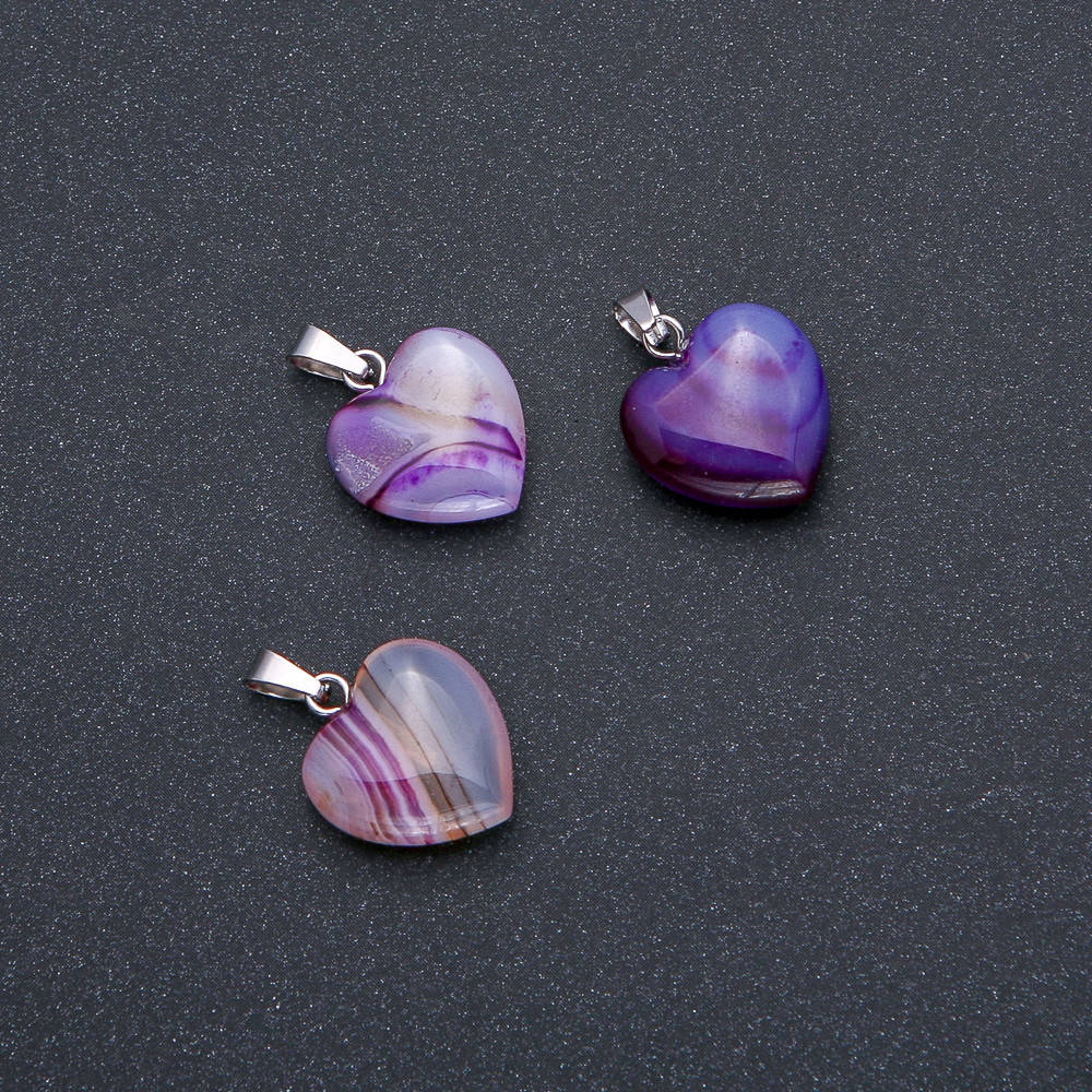 

Кулон Сердце натуральный камень Фиолетовый Агат 14х14х23мм (+-)
