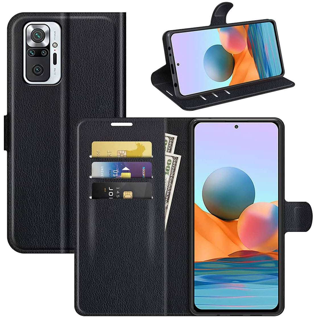 

Чехол-книжка Litchie Wallet для Xiaomi Redmi Note 10 Pro Black, Черный