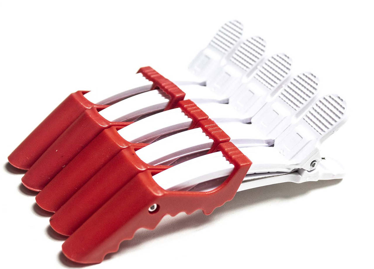 

Зажим для волос пластиковый Crocodile 5 шт красный