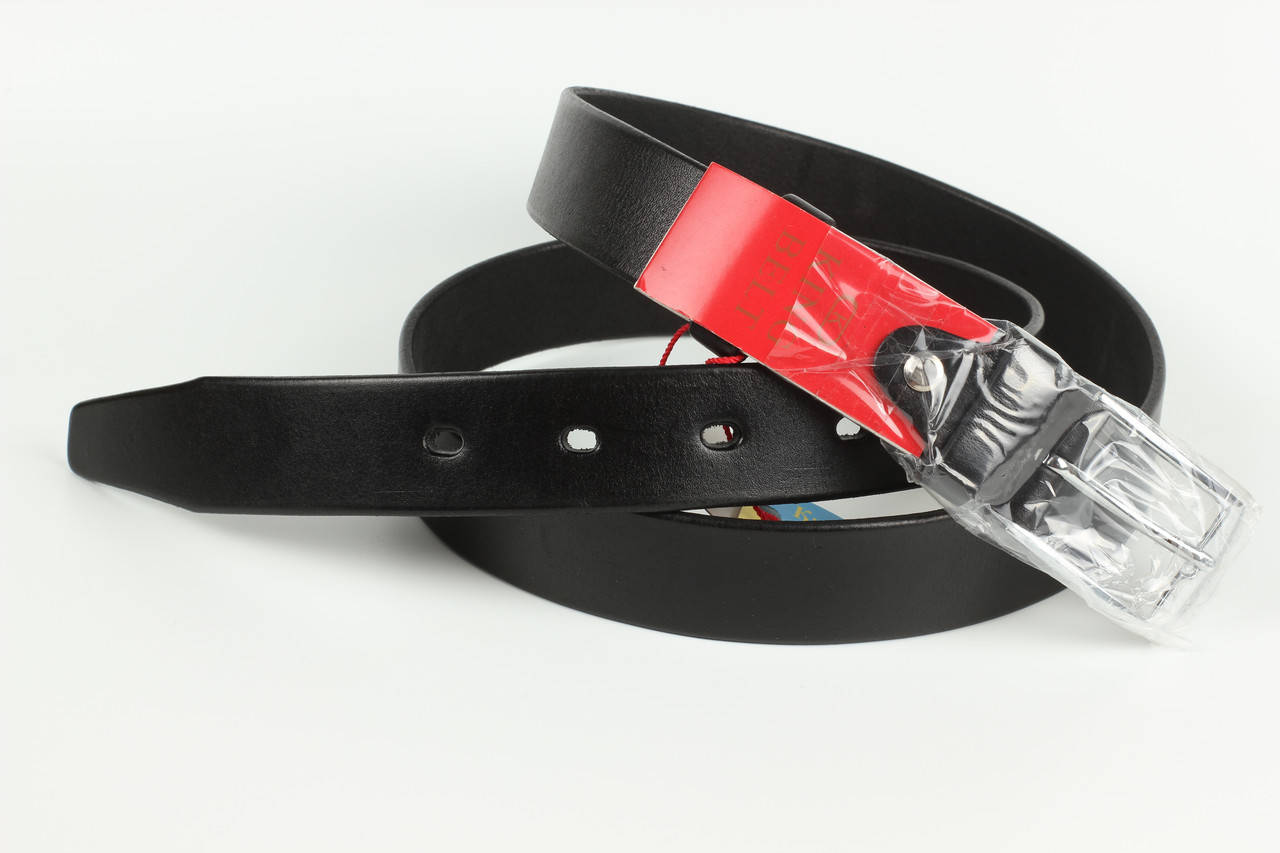

Ремень кожаный брючный черный King Belts 30 мм гладкий