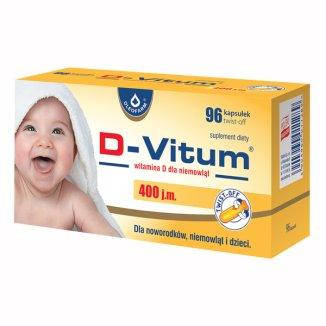 

D-Vitum 400 МЕ Витамин D Для Новорожденных, Младенцев, Детей 96 капсул Твист-Офф Доставка из ЕС