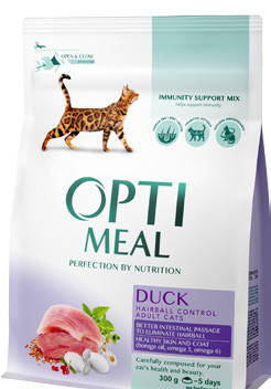 

Optimeal Cat Adult Duck Hairball Control 4кг - корм для кошек с уткой