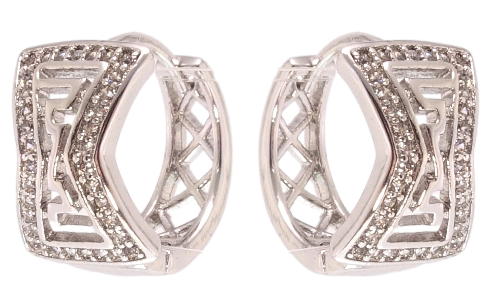 

Серьги Xuping Родий колечки "Резной орнамент с цирконием"