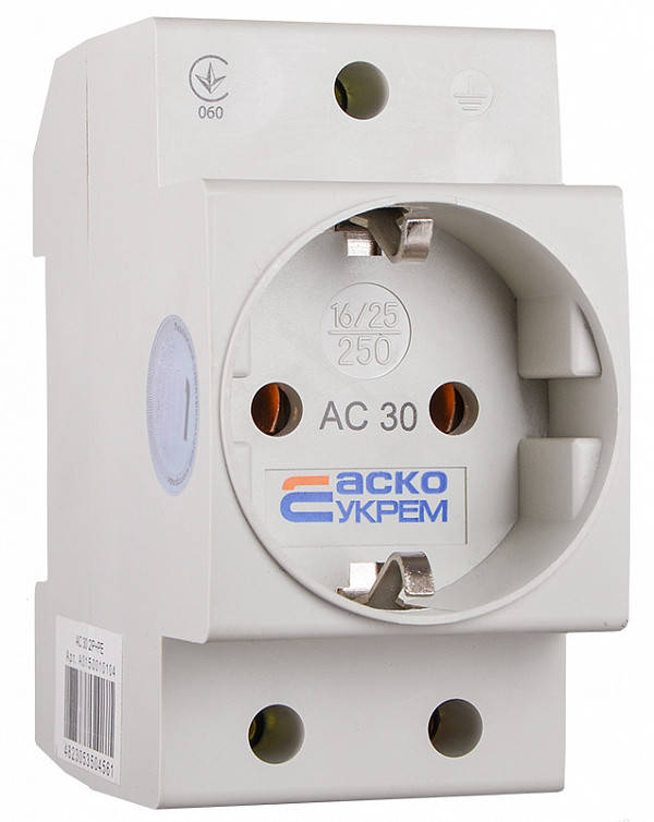 

Розетка з заземленням AC30 2Р+РЕ