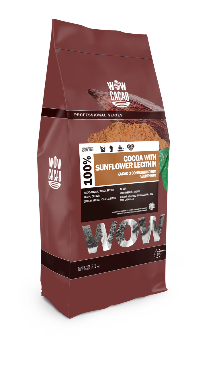 

Какао порошок алкалізований WOW cacao Lecithin 10-12% 1кг