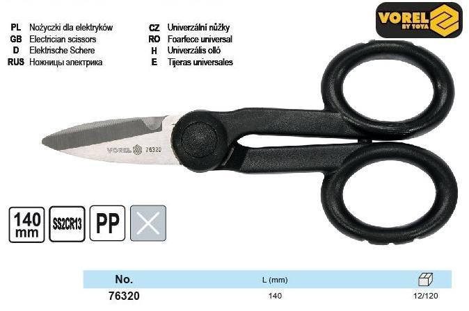 

Ножницы электрика Польша 140 мм VOREL-76320