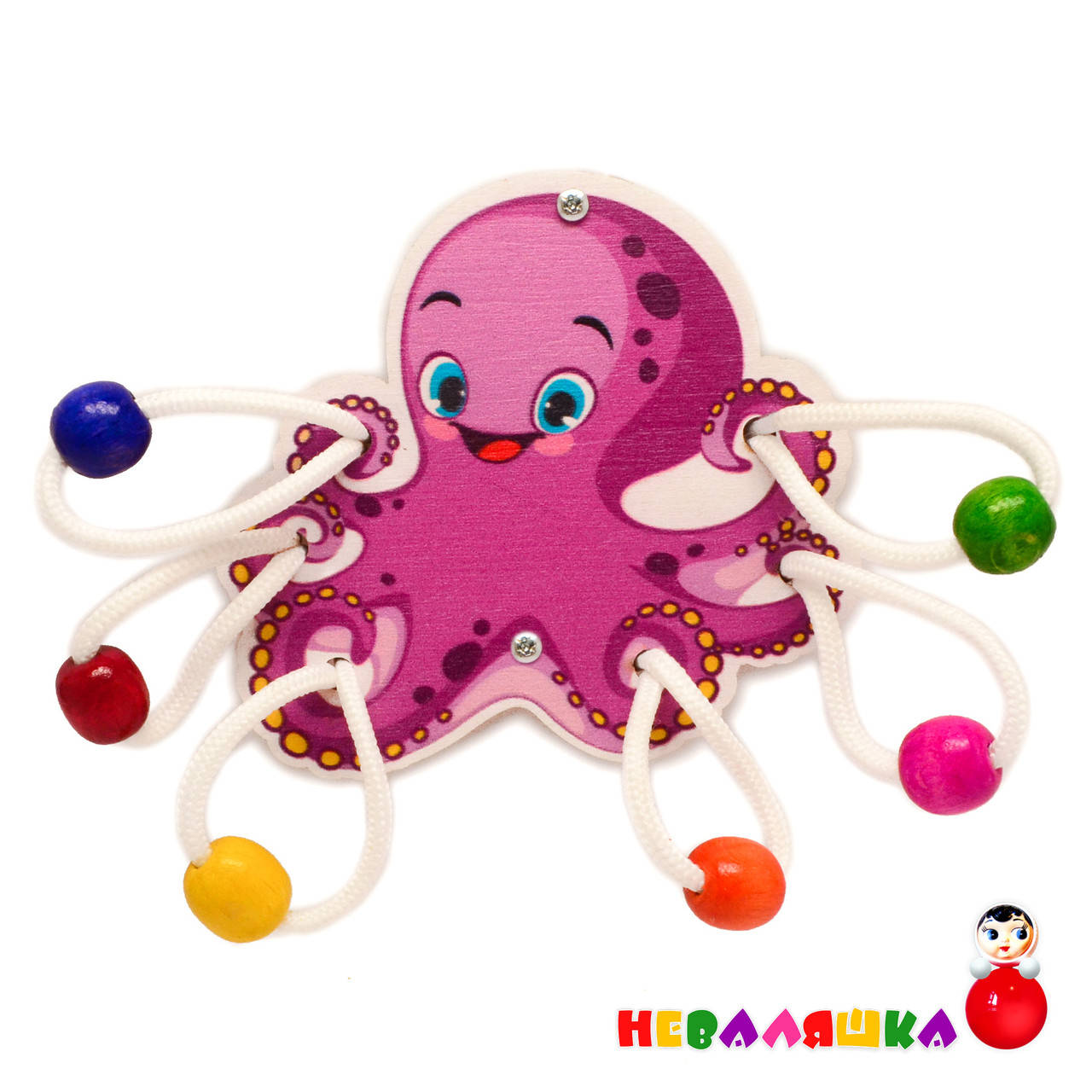 

Цветная Заготовка для Бизиборда Осьминожек 9 см + Бусины и Шнурок, Осьминог Тучка Облако Восьминіг Бізіборда, Фиолетовый