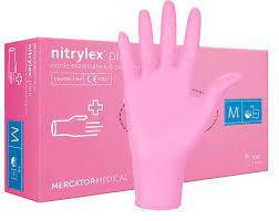 

Перчатки нитриловые неопудренные  (Nitrylex Pink )100шт/4,3г, Розовый