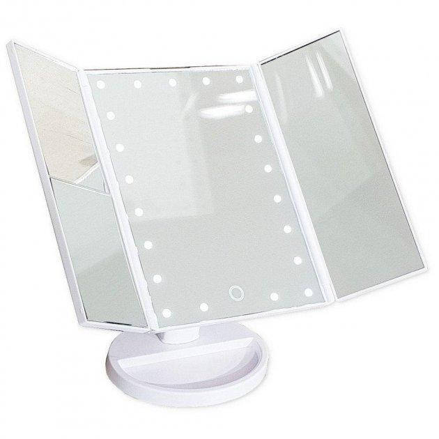 

Тройное зеркало для макияжа LED Mirror с подсветкой Белое, Белый