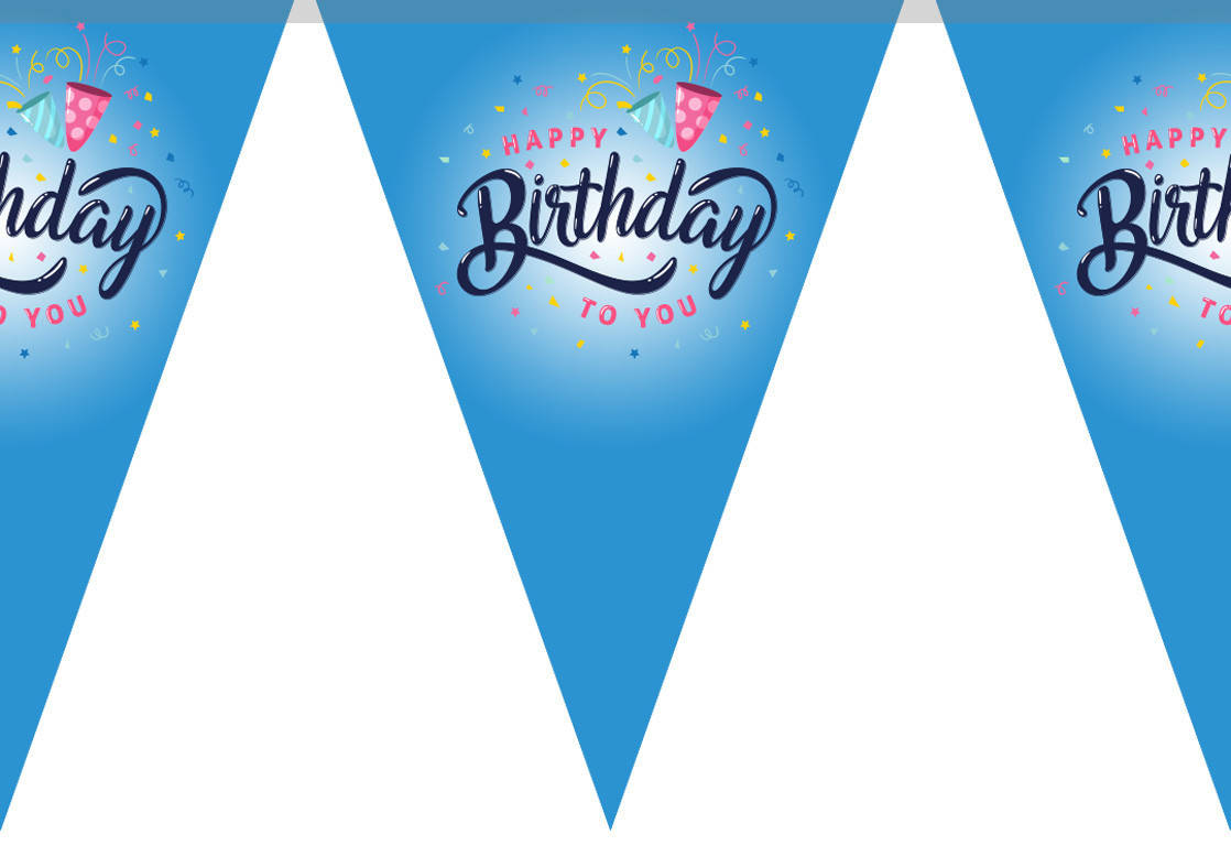

Бумажная гирлянда голубой принт "Happy Birthday" 2м