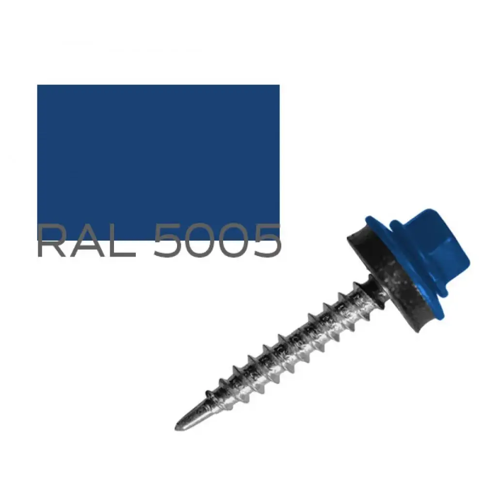 

Саморез кровельный по дереву 4,8х35 RAL 5005 с шайбой EPDM 250 шт.