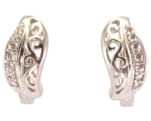 

Серьги Xuping Родий колечки "Листики с вензельным орнаментом и цирконием"