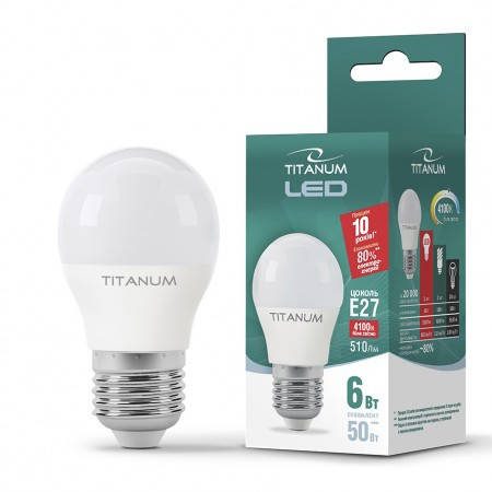 

LED лампа TITANUM G45 6W E27 4100K 220V