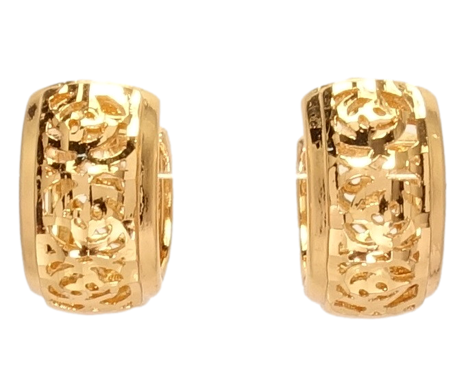 

Серьги Xuping Позолота 18K колечки "Резной цветочный орнамент"