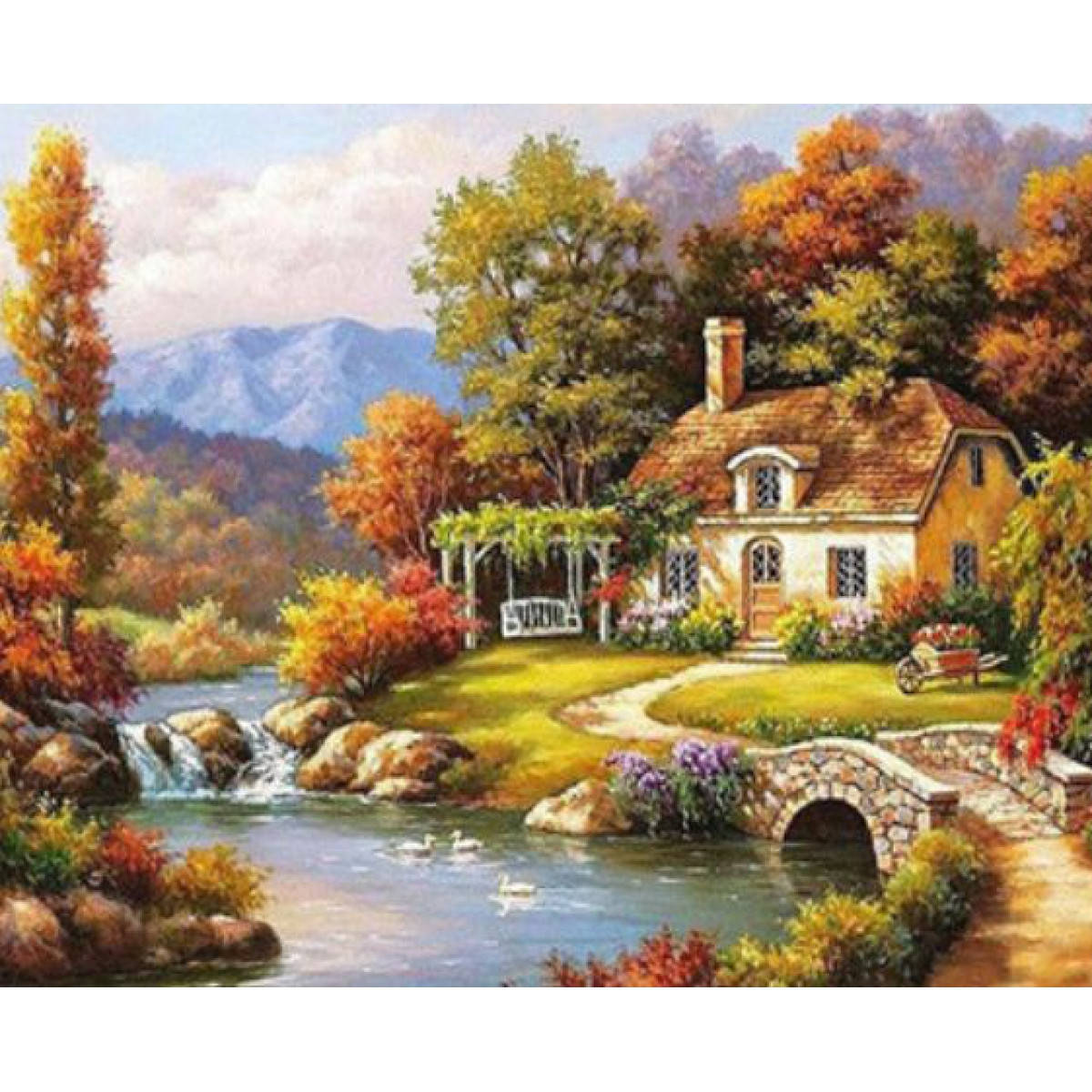 

Раскраска по номерам 40*50см "Дача" OPP (холст на раме краски+кисти)