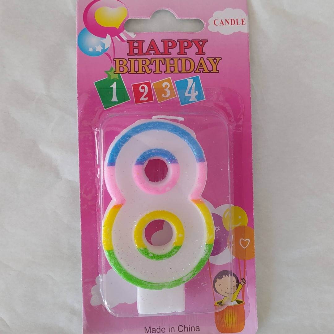 

Свеча для торта цифра "8" радуга