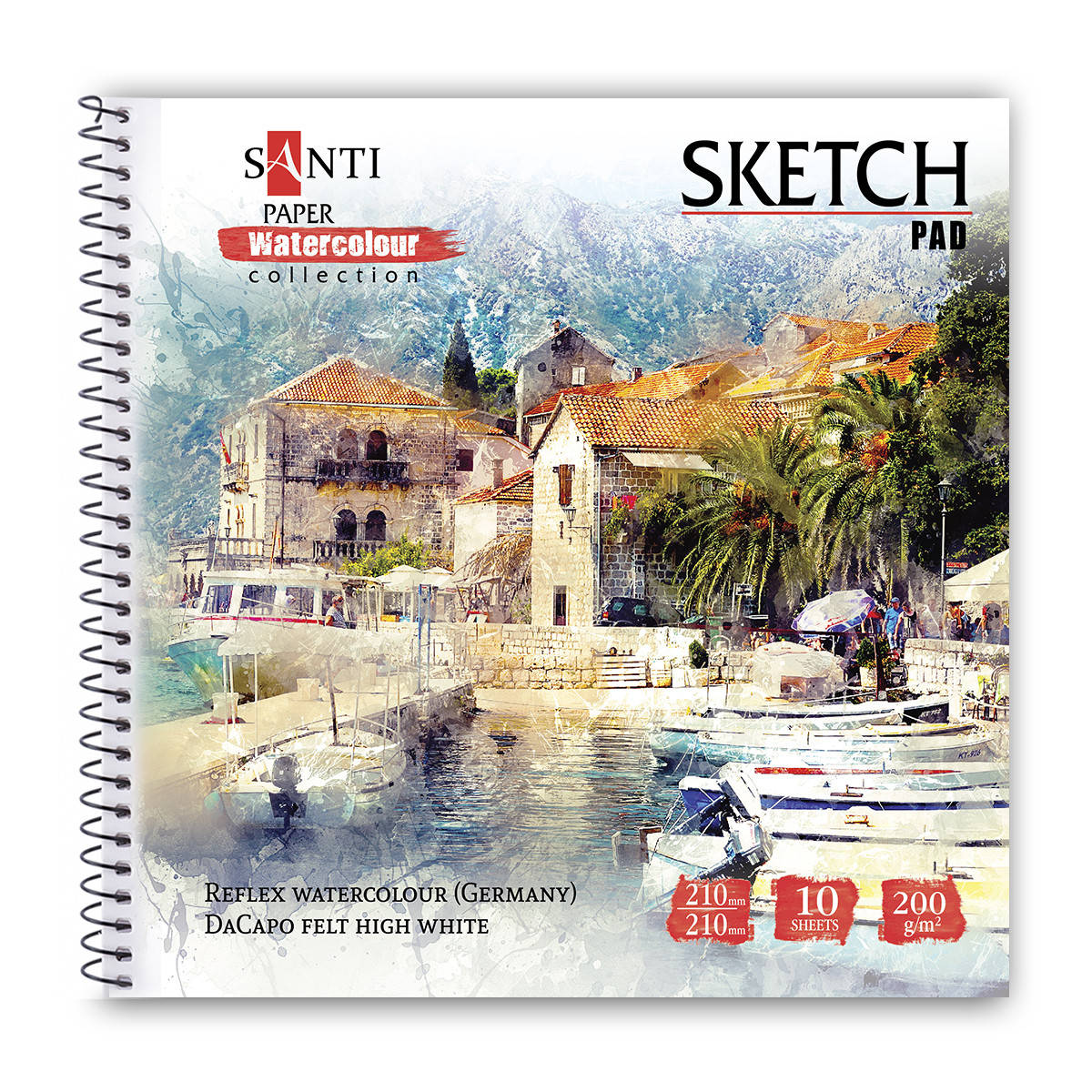 

Альбом для акварели SANTI City 210*210 мм Paper Watercolour Collection 10 л 200 г/ (130503), Белый