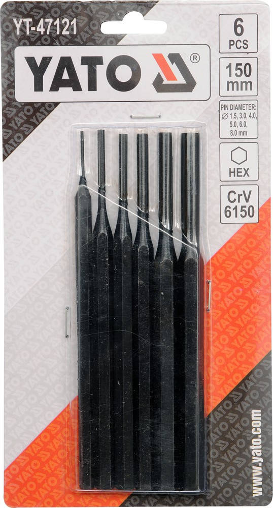 

Набор стержней для выколотки в металле штифтов и втулок 1,5-8 мм Yato YT-47121