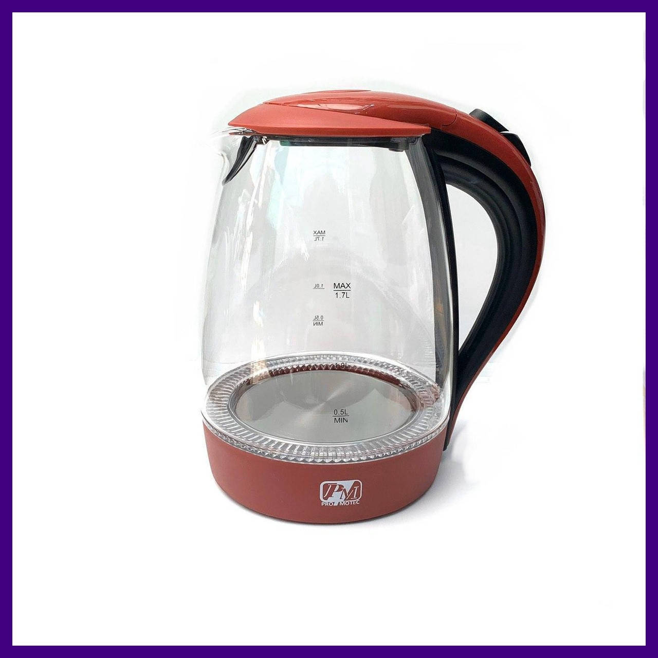 

Чайник электрический корпус стекло Promotec PM-810B красный с подсветкой 1.7 л