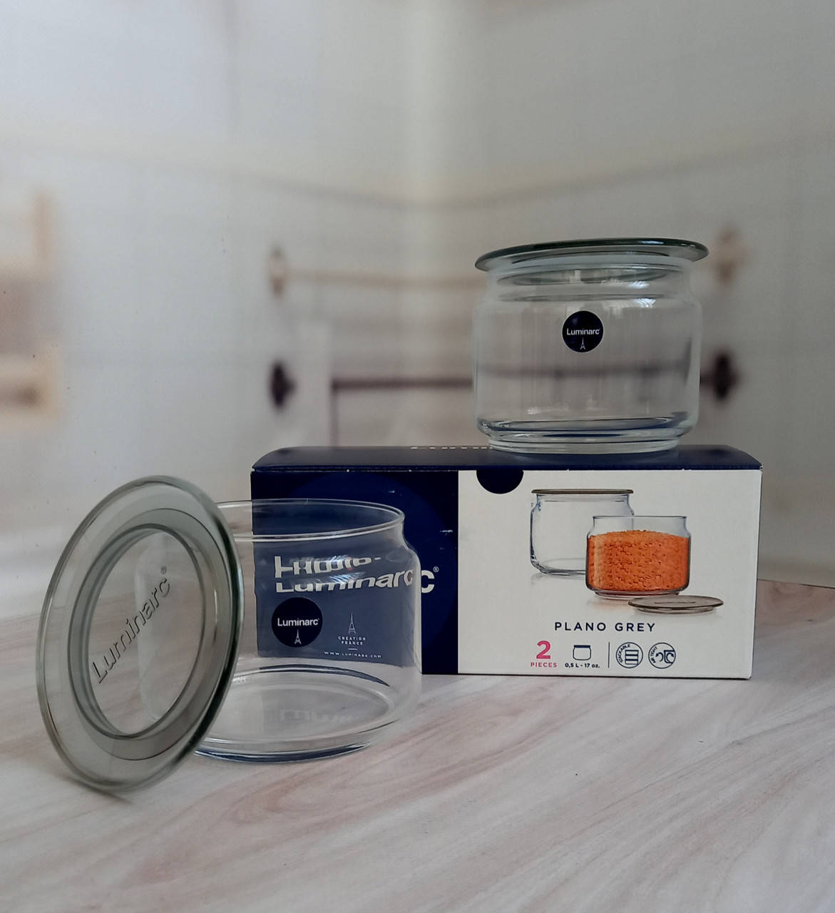 

Набор банок 0.5 л/2шт Luminarc Plano Grey Q8232, Белый